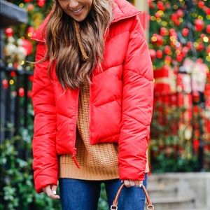 Abercrombie and Fitch mini puffer coat red xs
